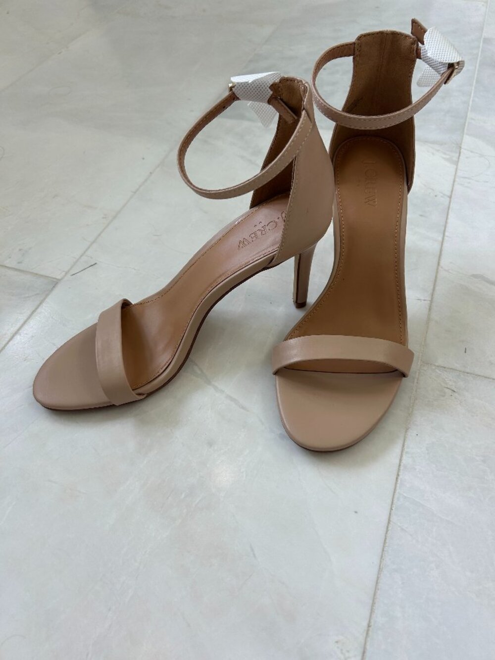 NWOT J.Crew ankle-strap sandals with a slim heel -nude/beige